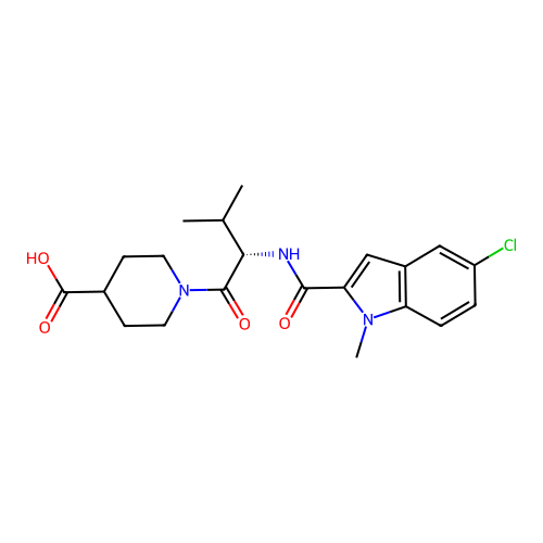 1-{N-[(5-chloro-1-methyl-1H-indol-2-yl)carbonyl]-L-valyl}piperidine-4-carboxylic acid structure
