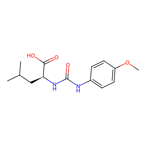 N-[(4-methoxyphenyl)carbamoyl]-L-leucine structure