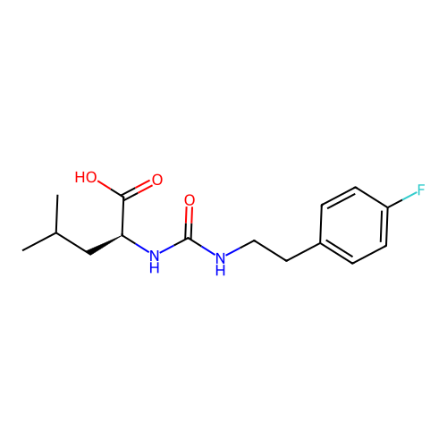 N-{[2-(4-fluorophenyl)ethyl]carbamoyl}-L-leucine structure