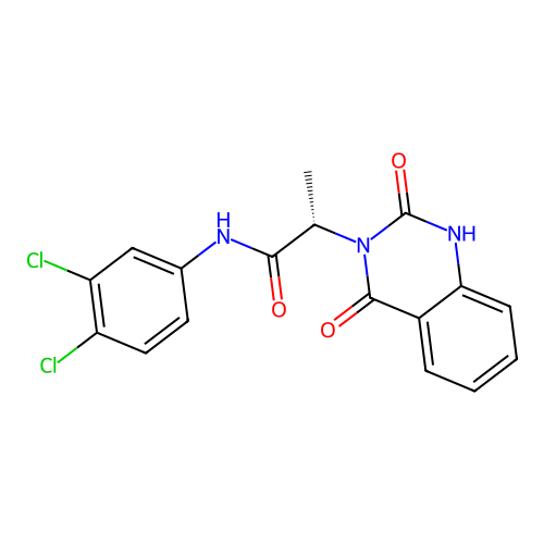(2S)-N-(3,4-dichlorophenyl)-2-(2-hydroxy-4-oxoquinazolin-3(4H)-yl)propanamide structure
