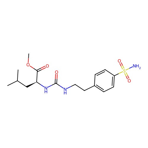 methyl N-{[2-(4-sulfamoylphenyl)ethyl]carbamoyl}-L-leucinate structure