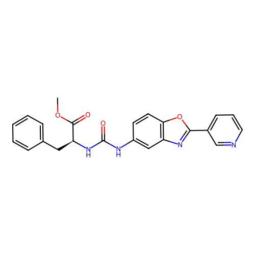 methyl N-{[2-(pyridin-3-yl)-1,3-benzoxazol-5-yl]carbamoyl}-L-phenylalaninate structure