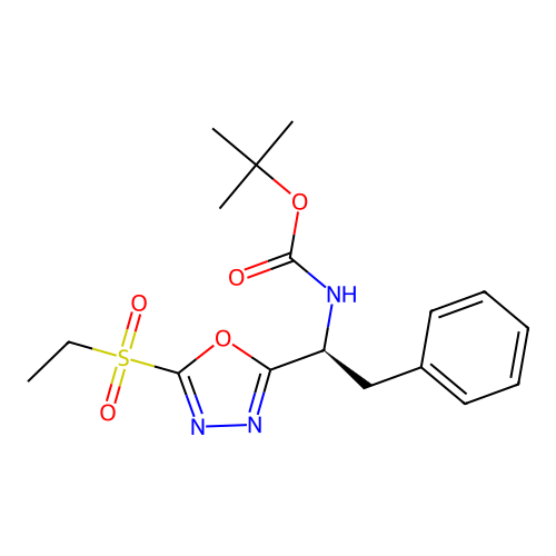 (S)-tert-butyl (1-(5-(ethylsulfonyl)-1,3,4-oxadiazol-2-yl)-2-phenylethyl)carbamate structure