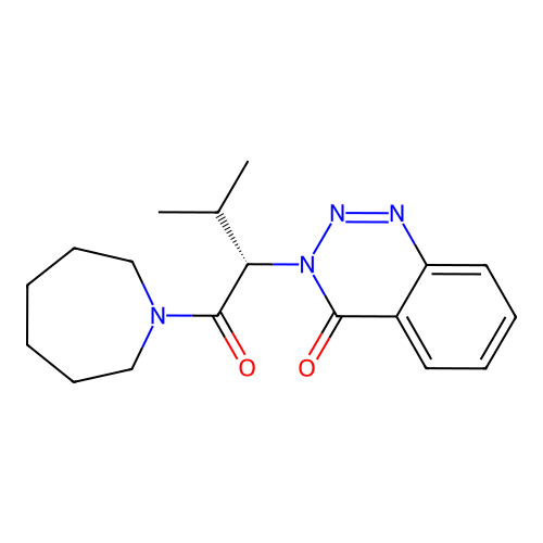 3-[(2S)-1-(azepan-1-yl)-3-methyl-1-oxobutan-2-yl]-1,2,3-benzotriazin-4(3H)-one structure
