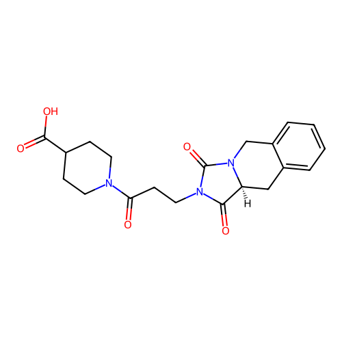 (S)-1-(3-(1,3-dioxo-10,10a-dihydroimidazo[1,5-b]isoquinolin-2(1H,3H,5H)-yl)propanoyl)piperidine-4-carboxylic acid structure
