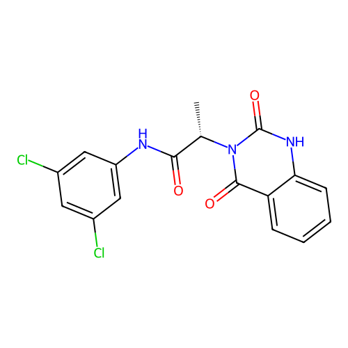(2S)-N-(3,5-dichlorophenyl)-2-(2-hydroxy-4-oxoquinazolin-3(4H)-yl)propanamide structure