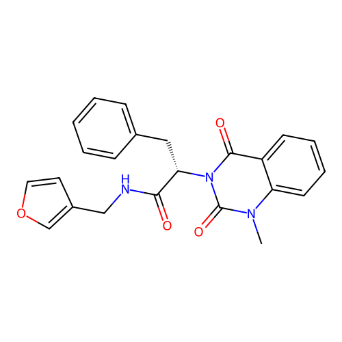 (S)-N-(furan-3-ylmethyl)-2-(1-methyl-2,4-dioxo-1,2-dihydroquinazolin-3(4H)-yl)-3-phenylpropanamide structure