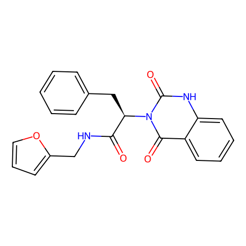 (R)-2-(2,4-dioxo-1,2-dihydroquinazolin-3(4H)-yl)-N-(furan-2-ylmethyl)-3-phenylpropanamide structure