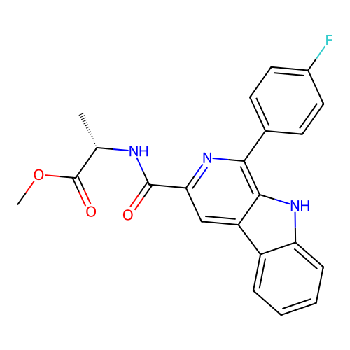methyl N-{[1-(4-fluorophenyl)-9H-beta-carbolin-3-yl]carbonyl}-L-alaninate structure