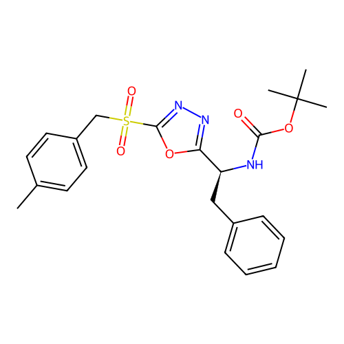(S)-tert-butyl (1-(5-((4-methylbenzyl)sulfonyl)-1,3,4-oxadiazol-2-yl)-2-phenylethyl)carbamate structure