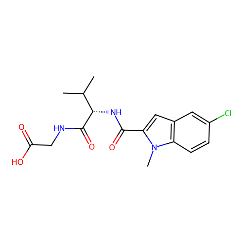 N-[(5-chloro-1-methyl-1H-indol-2-yl)carbonyl]-L-valylglycine structure