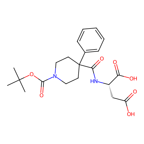 (S)-2-(1-(tert-butoxycarbonyl)-4-phenylpiperidine-4-carboxamido)succinic acid structure