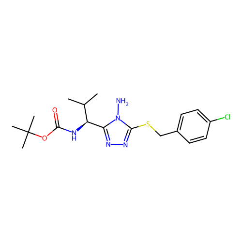 (S)-tert-butyl (1-(4-amino-5-((4-chlorobenzyl)thio)-4H-1,2,4-triazol-3-yl)-2-methylpropyl)carbamate structure