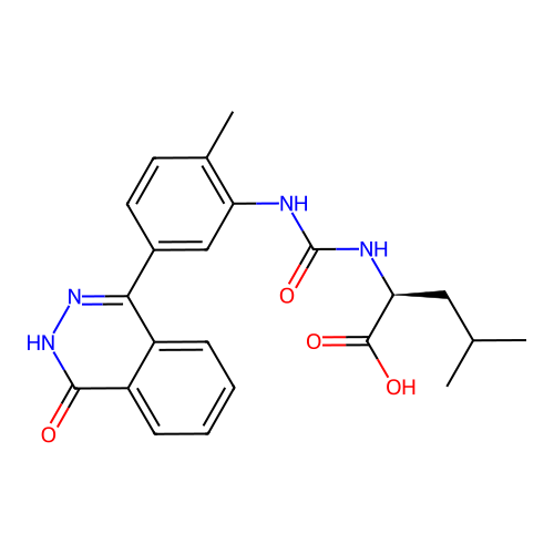 N-{[2-methyl-5-(4-oxo-3,4-dihydrophthalazin-1-yl)phenyl]carbamoyl}-L-leucine structure