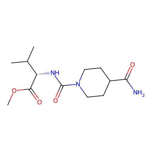 methyl N-[(4-carbamoylpiperidin-1-yl)carbonyl]-L-valinate structure