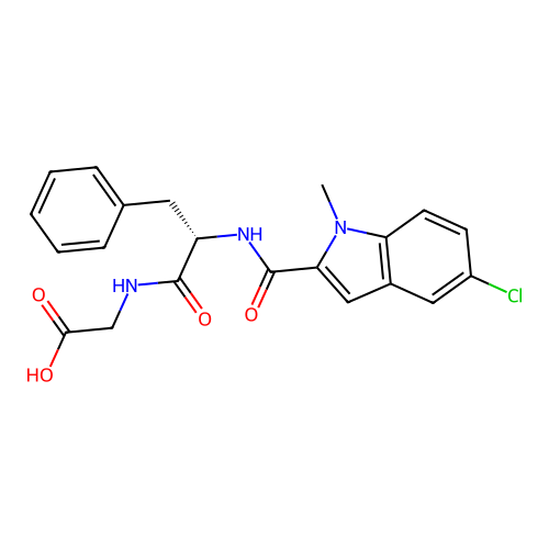 N-[(5-chloro-1-methyl-1H-indol-2-yl)carbonyl]-L-phenylalanylglycine structure