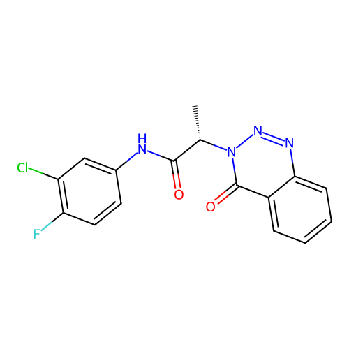 (2S)-N-(3-chloro-4-fluorophenyl)-2-(4-oxo-1,2,3-benzotriazin-3(4H)-yl)propanamide structure