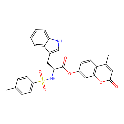 4-methyl-2-oxo-2H-chromen-7-yl N-[(4-methylphenyl)sulfonyl]-L-tryptophanate structure