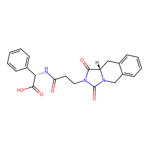 (2S)-({3-[(10aS)-1,3-dioxo-1,5,10,10a-tetrahydroimidazo[1,5-b]isoquinolin-2(3H)-yl]propanoyl}amino)(phenyl)ethanoic acid structure
