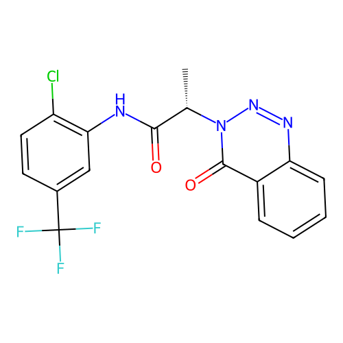 (2S)-N-[2-chloro-5-(trifluoromethyl)phenyl]-2-(4-oxo-1,2,3-benzotriazin-3-yl)propanamide structure