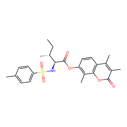 3,4,8-trimethyl-2-oxo-2H-chromen-7-yl N-[(4-methylphenyl)sulfonyl]-L-isoleucinate structure