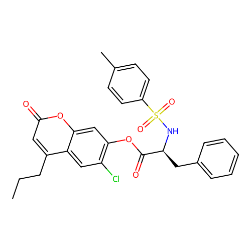 6-chloro-2-oxo-4-propyl-2H-chromen-7-yl N-[(4-methylphenyl)sulfonyl]-L-phenylalaninate structure