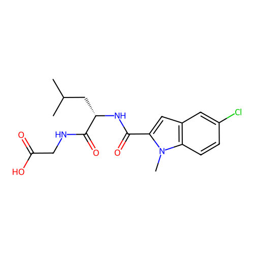 N-[(5-chloro-1-methyl-1H-indol-2-yl)carbonyl]-L-leucylglycine structure