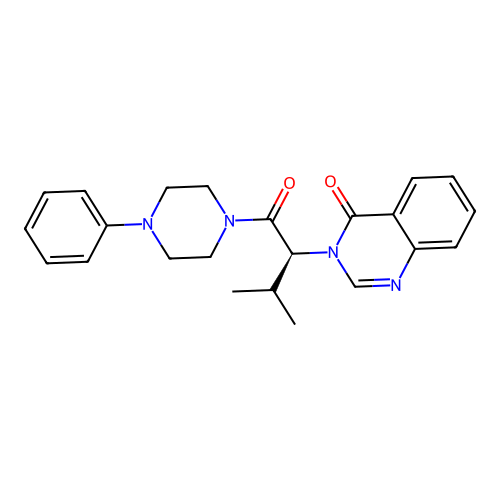 3-[(2S)-3-methyl-1-oxo-1-(4-phenylpiperazin-1-yl)butan-2-yl]quinazolin-4(3H)-one structure