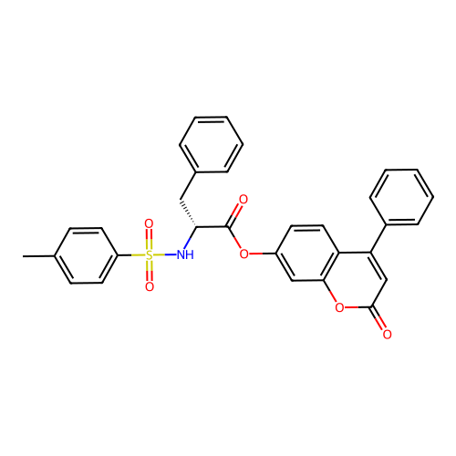 (2-oxo-4-phenylchromen-7-yl) (2R)-2-[(4-methylphenyl)sulfonylamino]-3-phenylpropanoate structure