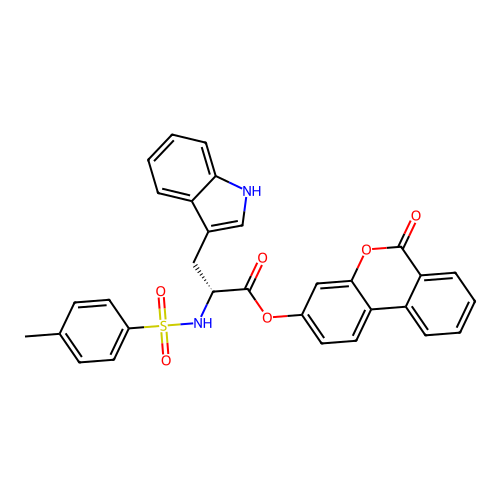 (6-oxobenzo[c]chromen-3-yl) (2R)-3-(1H-indol-3-yl)-2-[(4-methylphenyl)sulfonylamino]propanoate structure
