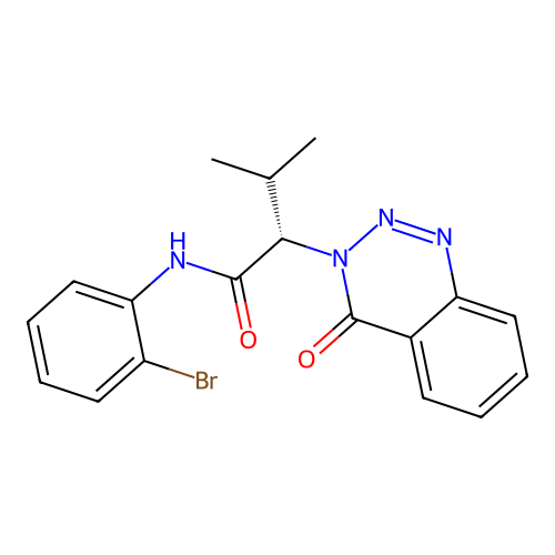 (2S)-N-(2-bromophenyl)-3-methyl-2-(4-oxo-1,2,3-benzotriazin-3(4H)-yl)butanamide structure