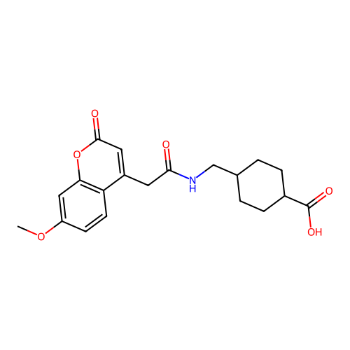 4-({[(7-methoxy-2-oxo-2H-chromen-4-yl)acetyl]amino}methyl)cyclohexanecarboxylic acid structure