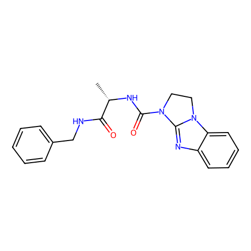 (S)-N-(1-(benzylamino)-1-oxopropan-2-yl)-2,3-dihydro-1H-benzo[d]imidazo[1,2-a]imidazole-1-carboxamide structure