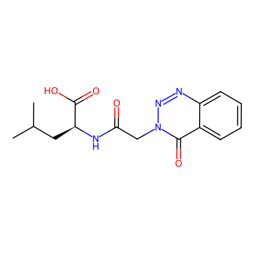 (S)-4-methyl-2-(2-(4-oxobenzo[d][1,2,3]triazin-3(4H)-yl)acetamido)pentanoic acid structure