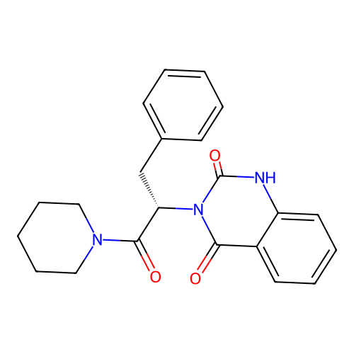 (S)-3-(1-oxo-3-phenyl-1-(piperidin-1-yl)propan-2-yl)quinazoline-2,4(1H,3H)-dione structure
