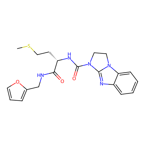 (S)-N-(1-((furan-2-ylmethyl)amino)-4-(methylthio)-1-oxobutan-2-yl)-2,3-dihydro-1H-benzo[d]imidazo[1,2-a]imidazole-1-carboxamide structure