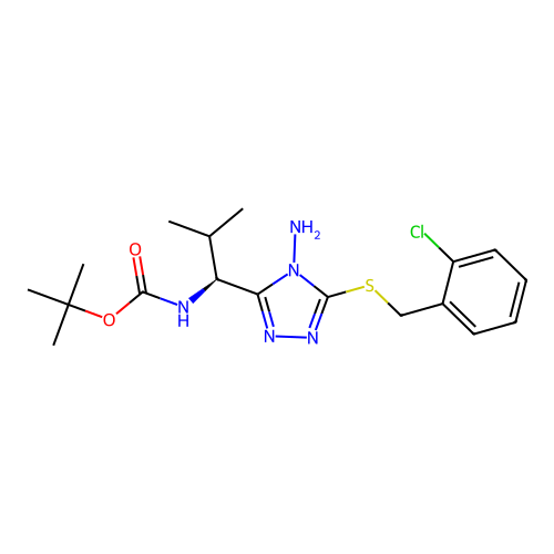 (S)-tert-butyl (1-(4-amino-5-((2-chlorobenzyl)thio)-4H-1,2,4-triazol-3-yl)-2-methylpropyl)carbamate structure