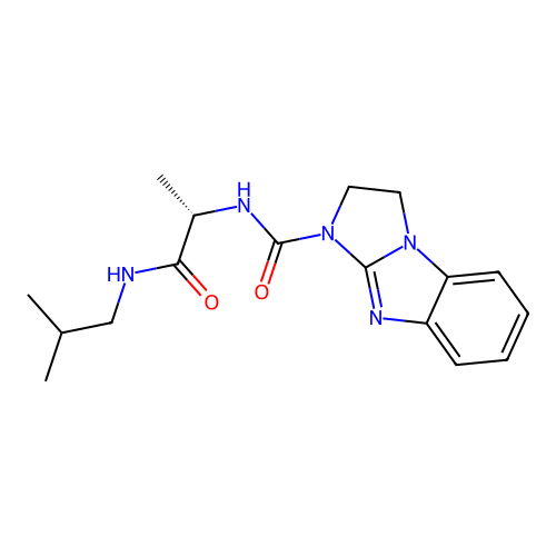 (S)-N-(1-(isobutylamino)-1-oxopropan-2-yl)-2,3-dihydro-1H-benzo[d]imidazo[1,2-a]imidazole-1-carboxamide structure