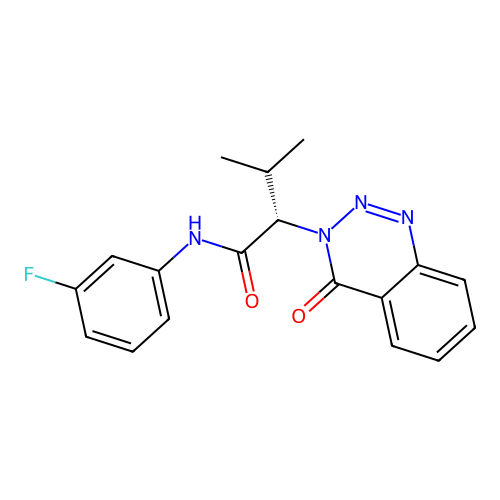 (2S)-N-(3-fluorophenyl)-3-methyl-2-(4-oxo-1,2,3-benzotriazin-3(4H)-yl)butanamide structure