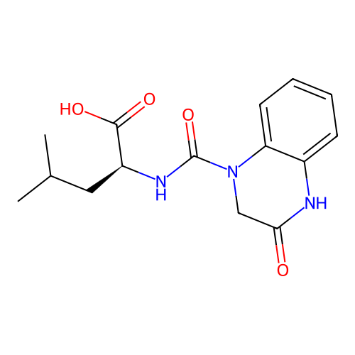(2S)-4-methyl-2-[(3-oxo-2,4-dihydroquinoxaline-1-carbonyl)amino]pentanoic acid structure