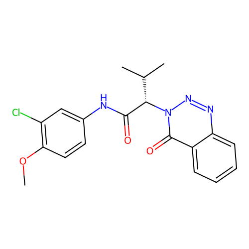 (2S)-N-(3-chloro-4-methoxyphenyl)-3-methyl-2-(4-oxo-1,2,3-benzotriazin-3-yl)butanamide structure