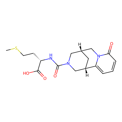 (S)-4-(methylthio)-2-((1R,5R)-8-oxo-2,3,4,5,6,8-hexahydro-1H-1,5-methanopyrido[1,2-a][1,5]diazocine-3-carboxamido)butanoic acid structure