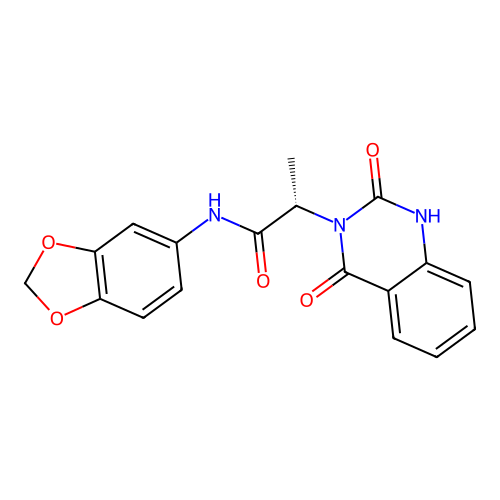 (2S)-N-(1,3-benzodioxol-5-yl)-2-(2-hydroxy-4-oxoquinazolin-3(4H)-yl)propanamide structure