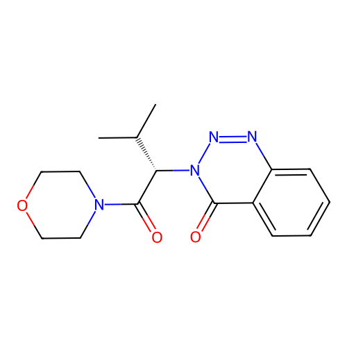 3-[(2S)-3-methyl-1-(morpholin-4-yl)-1-oxobutan-2-yl]-1,2,3-benzotriazin-4(3H)-one structure
