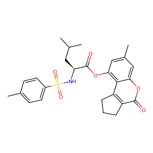 (7-methyl-4-oxo-2,3-dihydro-1H-cyclopenta[c]chromen-9-yl) (2S)-4-methyl-2-[(4-methylphenyl)sulfonylamino]pentanoate structure