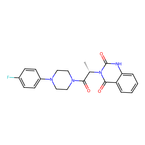(S)-3-(1-(4-(4-fluorophenyl)piperazin-1-yl)-1-oxopropan-2-yl)quinazoline-2,4(1H,3H)-dione structure
