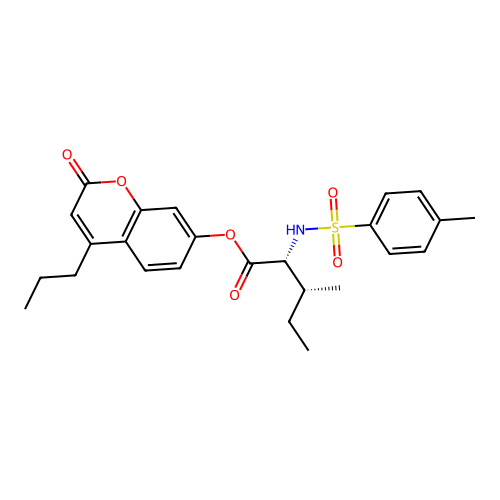 (2-oxo-4-propylchromen-7-yl) (2R,3R)-3-methyl-2-[(4-methylphenyl)sulfonylamino]pentanoate structure