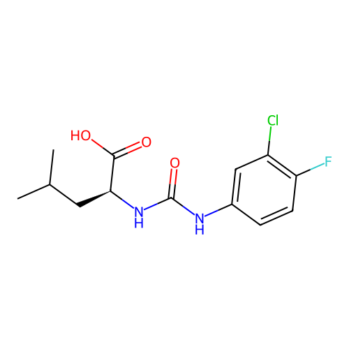 (S)-2-(3-(3-chloro-4-fluorophenyl)ureido)-4-methylpentanoic acid structure
