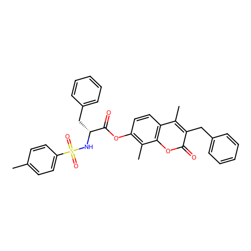(3-benzyl-4,8-dimethyl-2-oxochromen-7-yl) (2R)-2-[(4-methylphenyl)sulfonylamino]-3-phenylpropanoate structure
