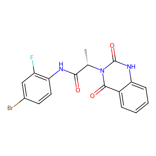 (S)-N-(4-bromo-2-fluorophenyl)-2-(2,4-dioxo-1,2-dihydroquinazolin-3(4H)-yl)propanamide structure